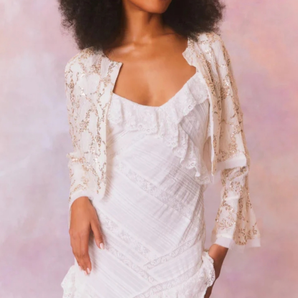 Loveshack fancy Lyndon sequin lace long sleeve top